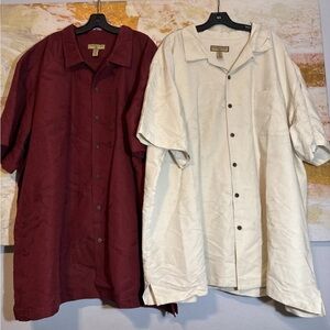 Caribbean Joe Men's Burgundy and Cream Shirt Jackets